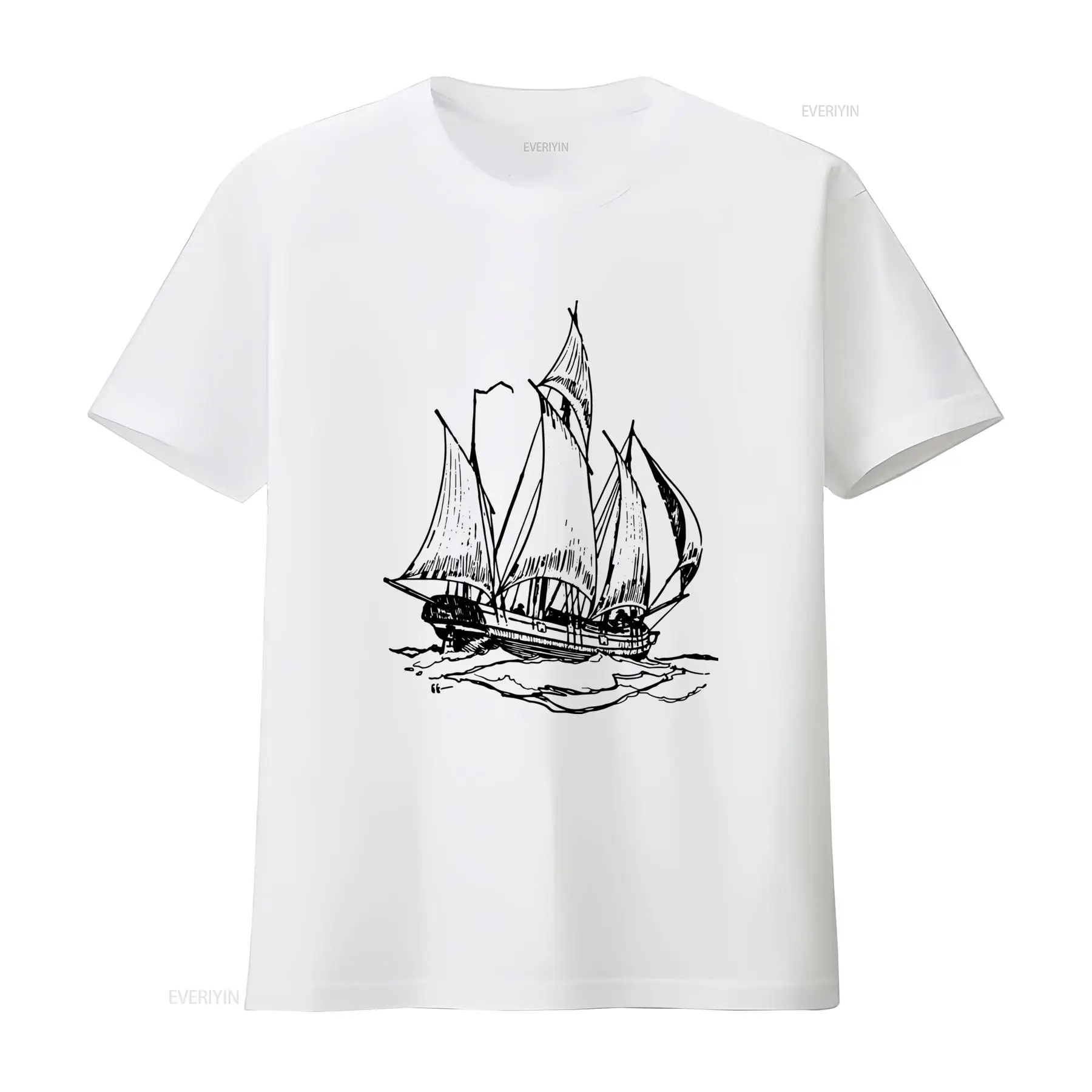 Vintage Yacht Fashion - เสื้อยืดลายเรือ Schooner สไตล์วินเทจ คลาสสิก สำหรับนักเดินเรือ นักเดินเรือยอชท์