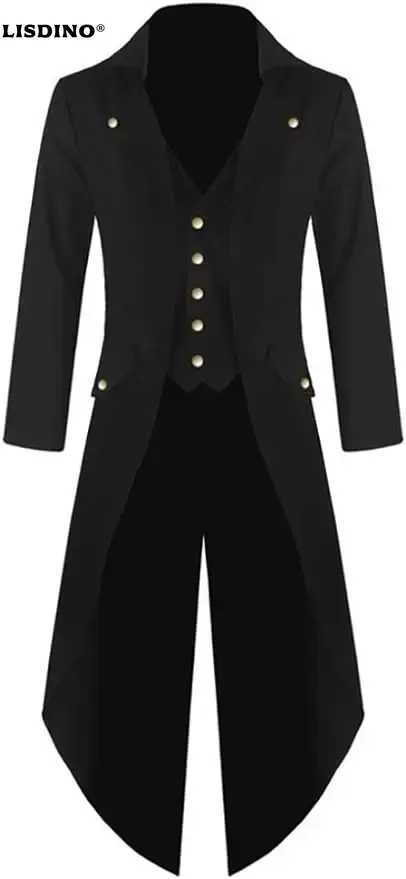 Vintage Victorian Fashion - เสื้อแจ็คเก็ตสตีมพังก์สไตล์โกธิคสำหรับผู้ชาย เสื้อโค้ทวิคตอเรียนแบบวินเทจ ชุดคอสตูมฮาโลวีน เสื้อทักซิโด้ ชุดยูนิฟอร์ม