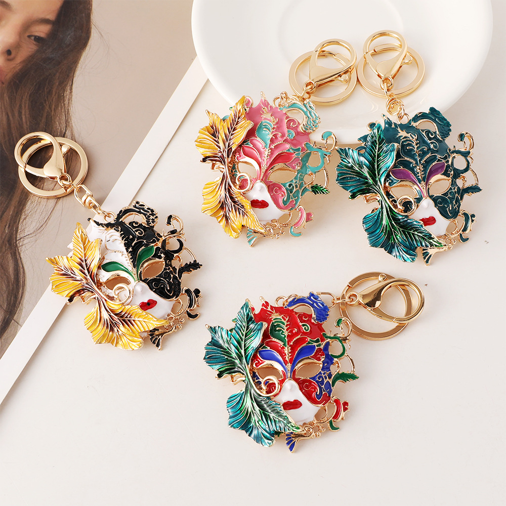 Vintage Fashion Collection - พวงกุญแจหน้ากากทองคำงานคาร์นิวัลเวเนเชียน สไตล์วินเทจ สีสันสดใสเคลือบเงา แฟชั่นสำหรับงานปาร์ตี้ ของตกแต่งกระเป๋า