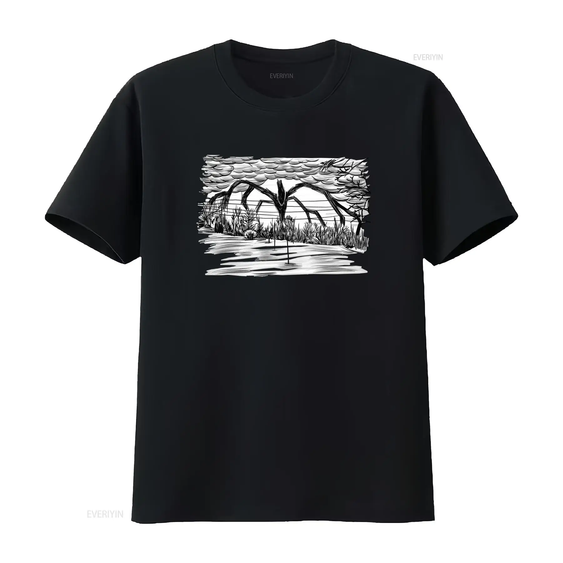 Vintage Fashion Sketches - เสื้อยืดลายกราฟิก Siren Head สไตล์โกธิค ฮอร์เรอร์ ขาวดำ