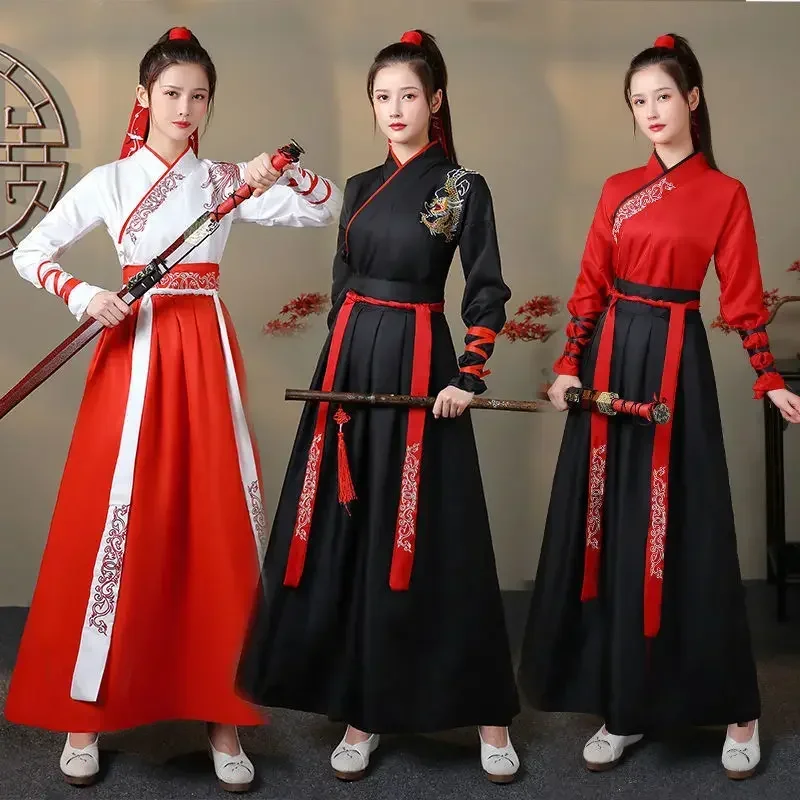 Vintage Style Women Fashion - ฮันฟู่สมัยใหม่ ชุดเซ็ต 2 ชิ้น เสื้อและกระโปรงสำหรับผู้หญิง ชุดคอสเพลย์แฟชั่นวินเทจสำหรับผู้ชาย