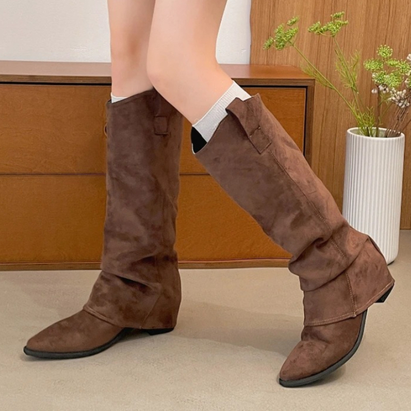 Vintage Style Women Fashion - รองเท้าบูทส้นหนาสไตล์วินเทจสำหรับผู้หญิง ฤดูใบไม้ร่วง-ฤดูหนาว แฟชั่นแบบสวม ใส่ได้ทุกโอกาส สไตล์สตรีท งานเลี้ยง