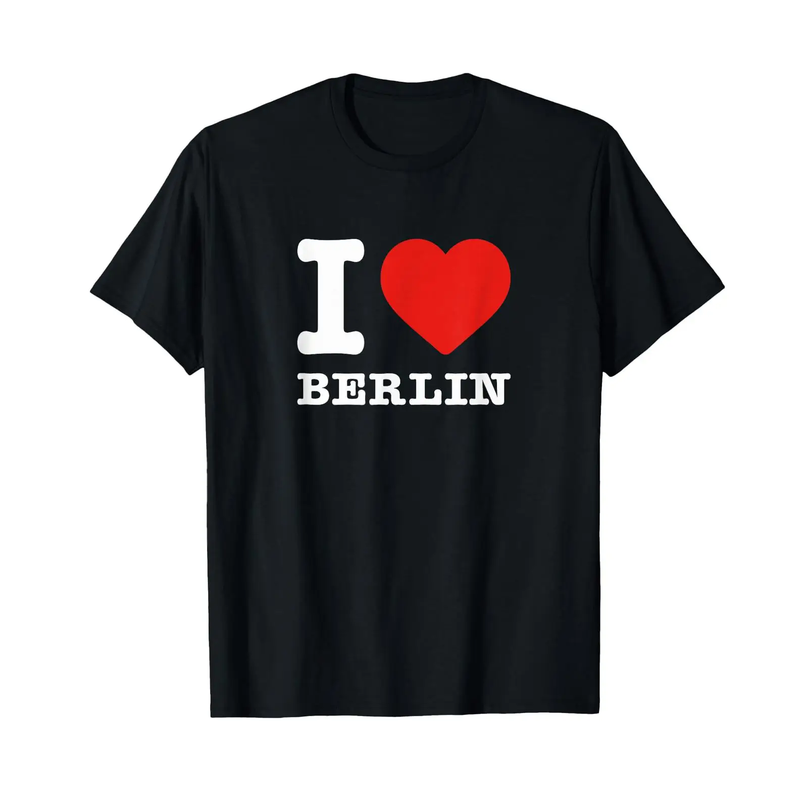Vintage Fashion Berlin - เสื้อยืดพิมพ์ลาย I Love Berlin สีดำ วินเทจ