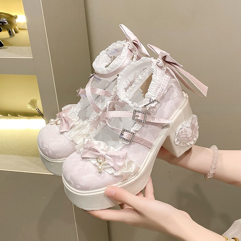 Vintage Style Women Fashion - รองเท้าส้นตึกแบบแมรี่เจนสไตล์วินเทจสำหรับผู้หญิง สาวๆ แนวโลลิต้า รองเท้าสำหรับไปโรงเรียน แฟชั่นสไตล์โพสต์อะพอคาลิปติก สำหรับฤดูใบไม้ร่วง