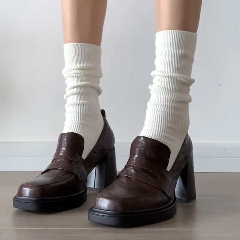 Vintage Style Women Fashion - สไตล์วิทยาลัยผู้หญิงรองเท้า Loafer แฟชั่นตื้น SLIP บน VINTAGE