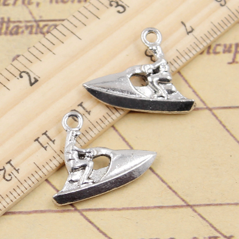 Vintage Yacht Fashion - 10pcs Charms เรือยนต์ Yacht Houseboat 18x24mm