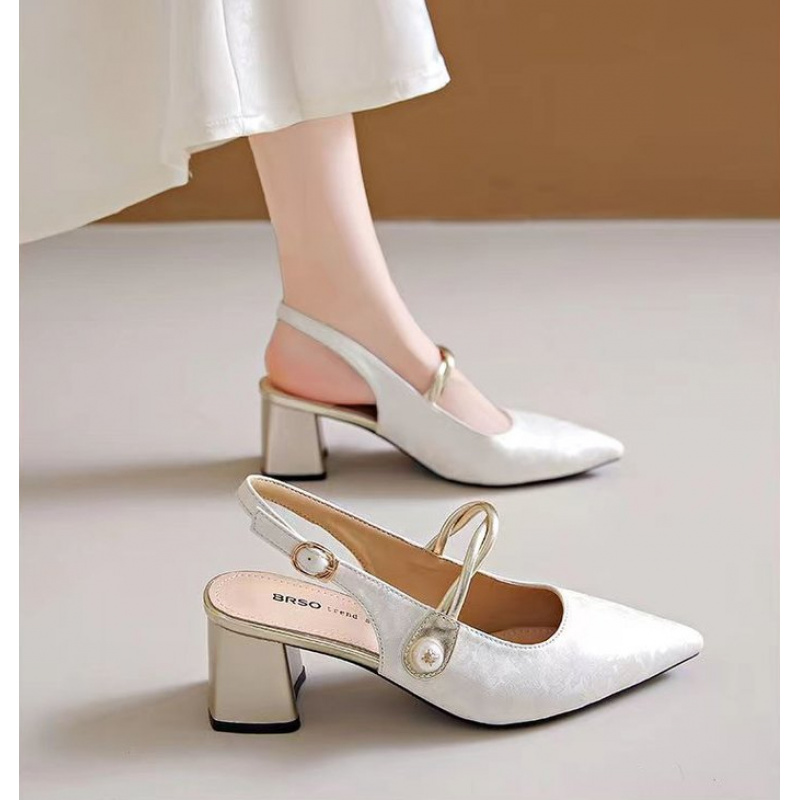 Vintage Fashion Heels - รองเท้าส้นตึกแบบสวมเปิดส้น ปลายแหลม ดีไซน์หรูหรา สำหรับผู้หญิง ปี 2026
