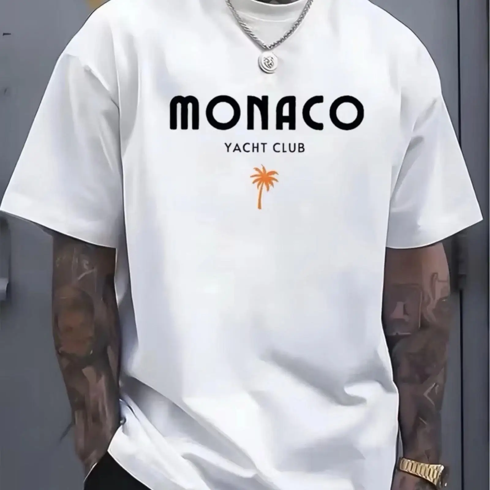 Vintage Yacht Fashion - เสื้อยืด Monaco Yacht Club พรีเมียม ลำลอง