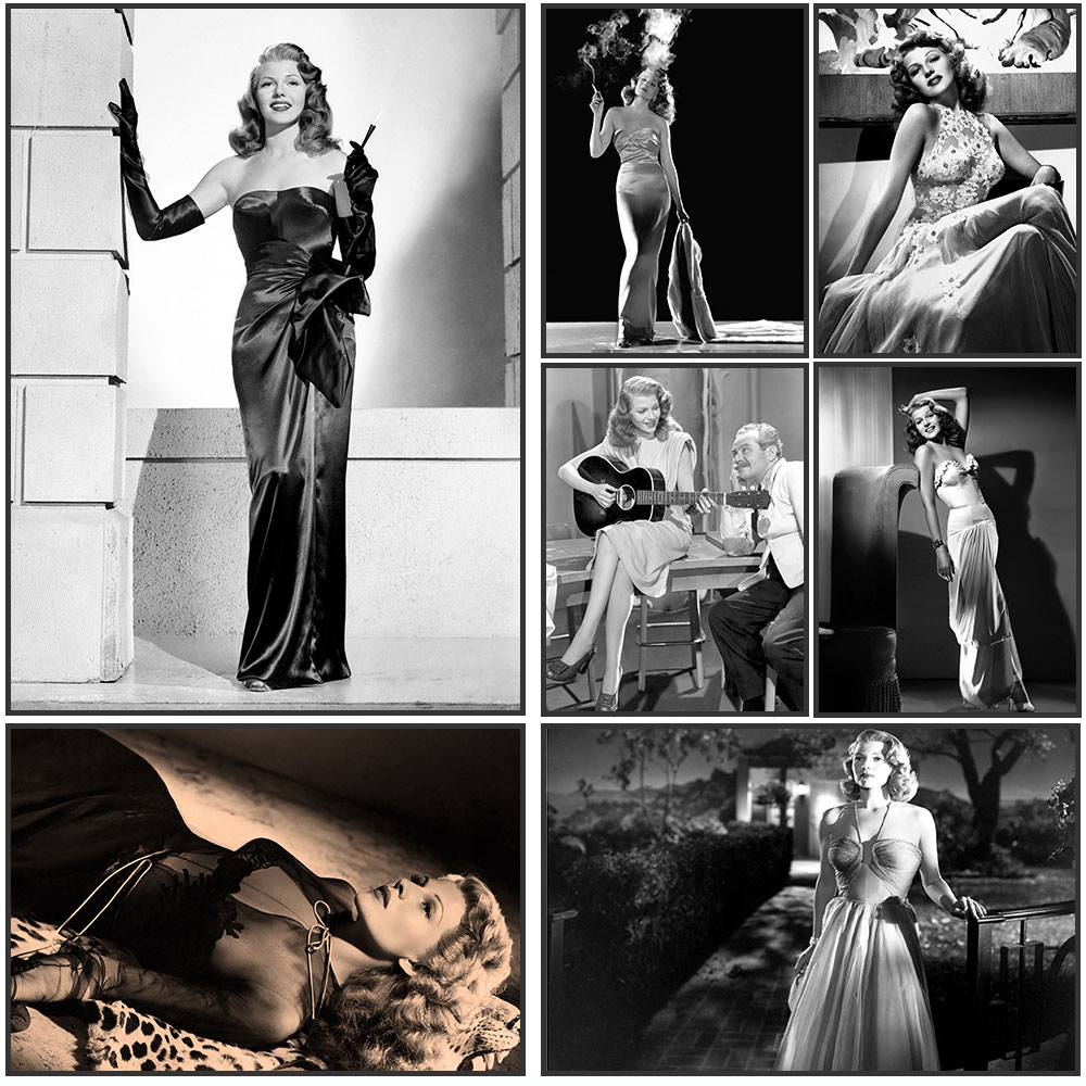 Vintage Fashion Sketches - Rita Hayworth โปสเตอร์,สีดําและสีขาว,Rita Hayworth พิมพ์,ภาพยนตร์คลาสสิก,แฟชั่นพิมพ์,การถ่ายภาพวินเทจ,Wall Art