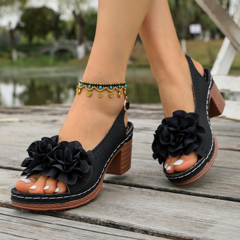 รองเท้าส้นสูงแบบเปิดนิ้วเท้าปร - Vintage Fashion Heels บทวิจารณ์และราคา