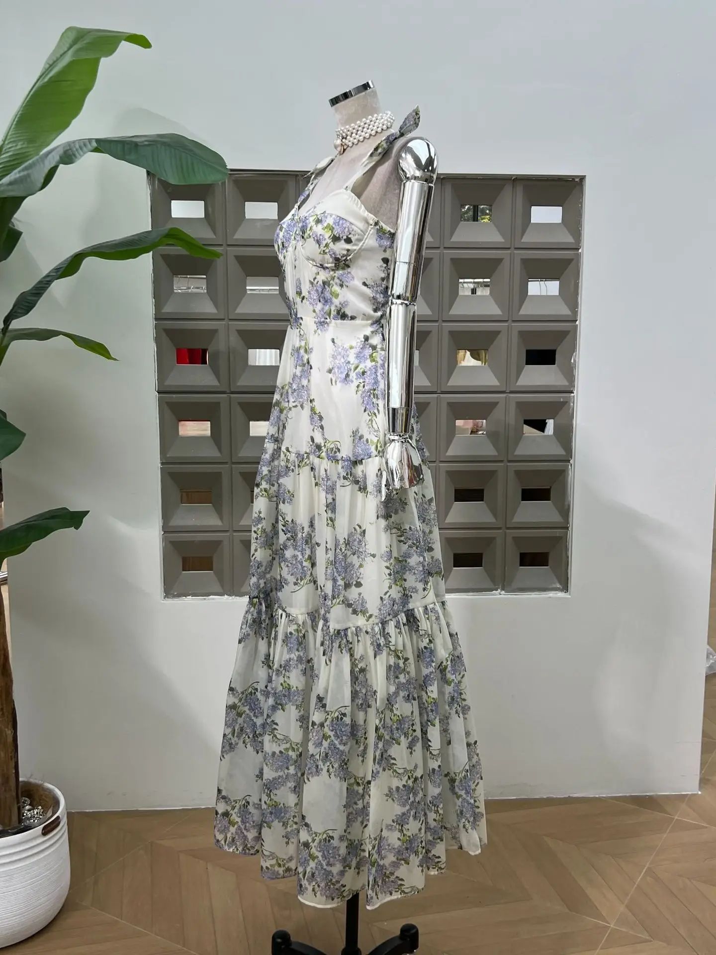 ผู้หญิงElegantพิมพ์Slim Fit A- - Vintage Fashion Collection บทวิจารณ์และราคา