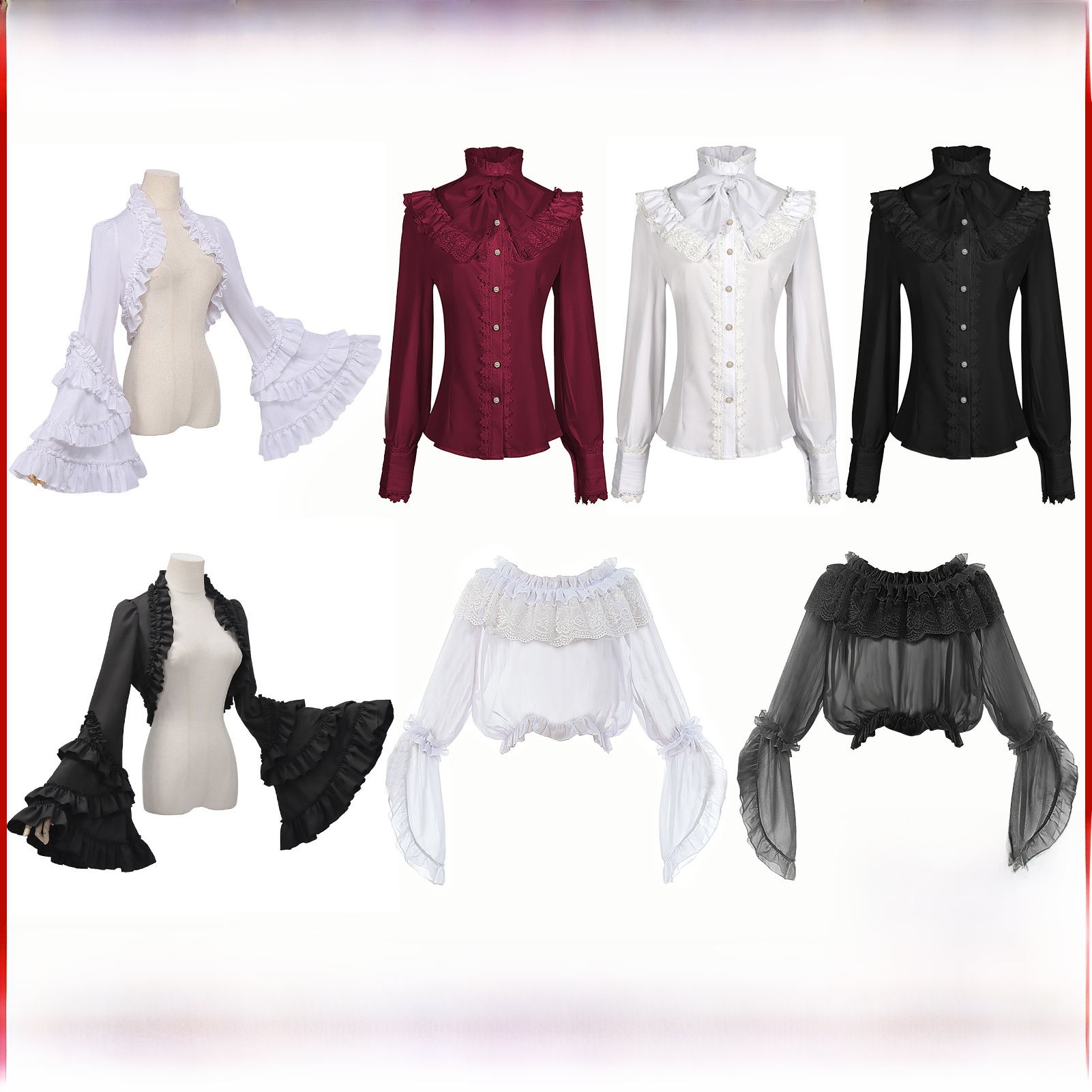 เสื้อเชิ้ตแขนยาวสไตล์กอธิคสำหร - Vintage Victorian Fashion บทวิจารณ์และราคา