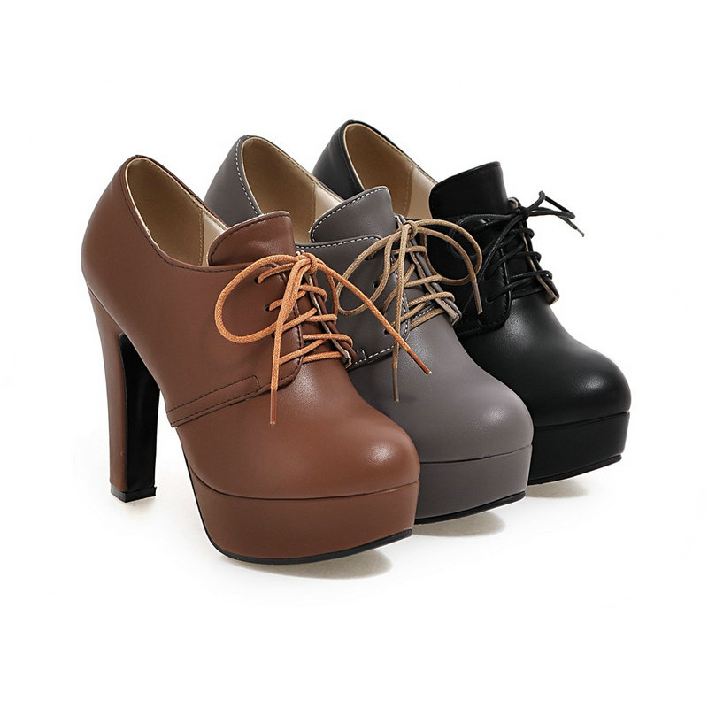 รองเท้าเดอร์บี้แบบผูกเชือก ส้น - Vintage Fashion Heels บทวิจารณ์และราคา
