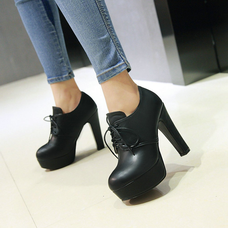 รองเท้าเดอร์บี้แบบผูกเชือก ส้น - Vintage Fashion Heels บทวิจารณ์และราคา