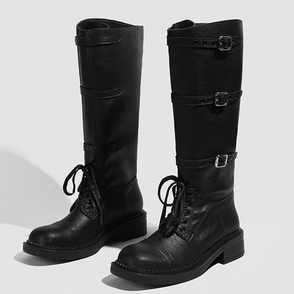 รองเท้าบูทสูงถึงเข่าสำหรับผู้ห - Vintage Style Women Fashion บทวิจารณ์และราคา