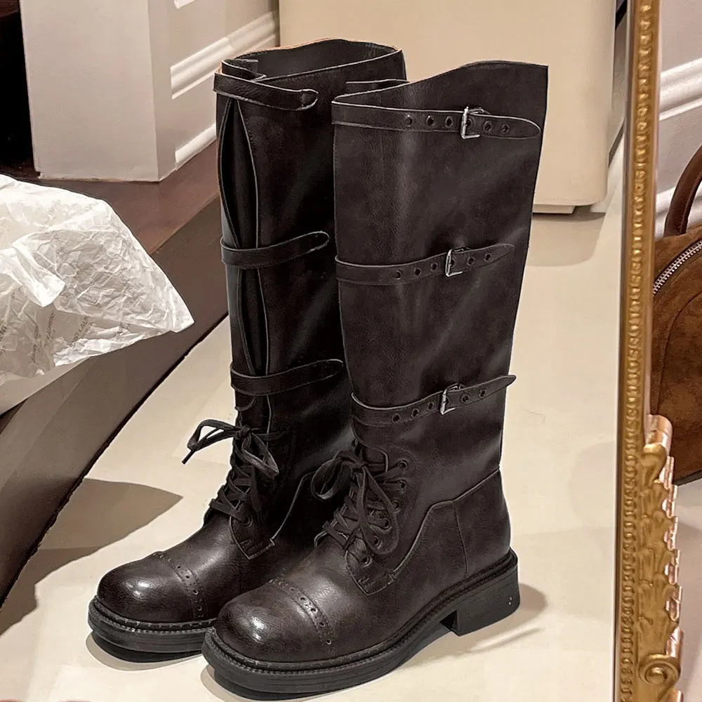 รองเท้าบูทสูงถึงเข่าสำหรับผู้ห - Vintage Style Women Fashion บทวิจารณ์และราคา