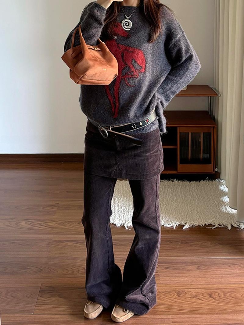 กางเกงขาบานเอวสูงผ้าลูกฟูกสไตล - Vintage Fashion Looks บทวิจารณ์และราคา