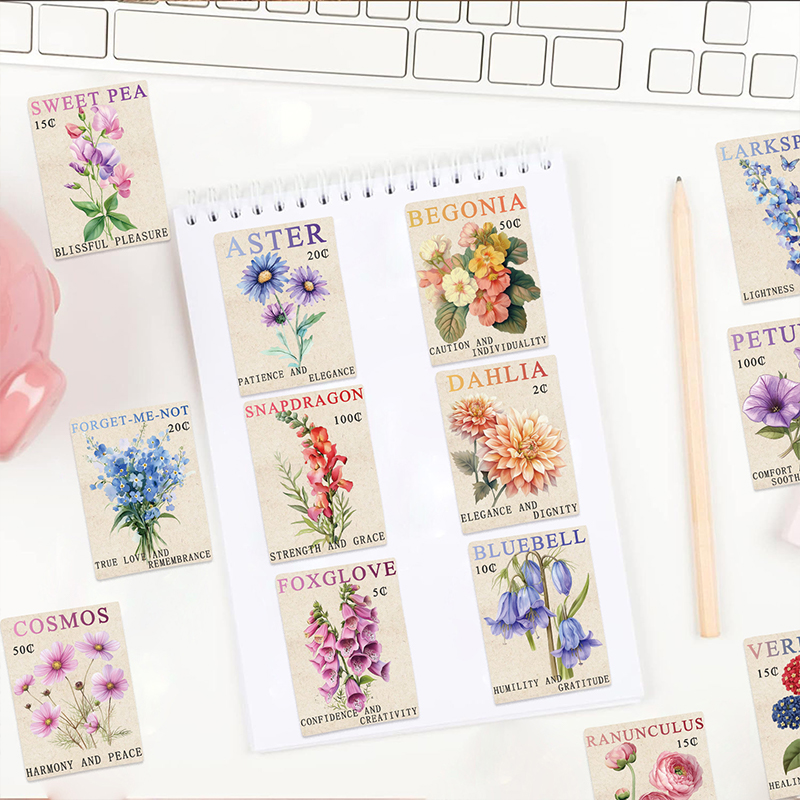 สติกเกอร์ลายแสตมป์ดอกไม้สไตล์ว - Vintage Fashion Magazine บทวิจารณ์และราคา