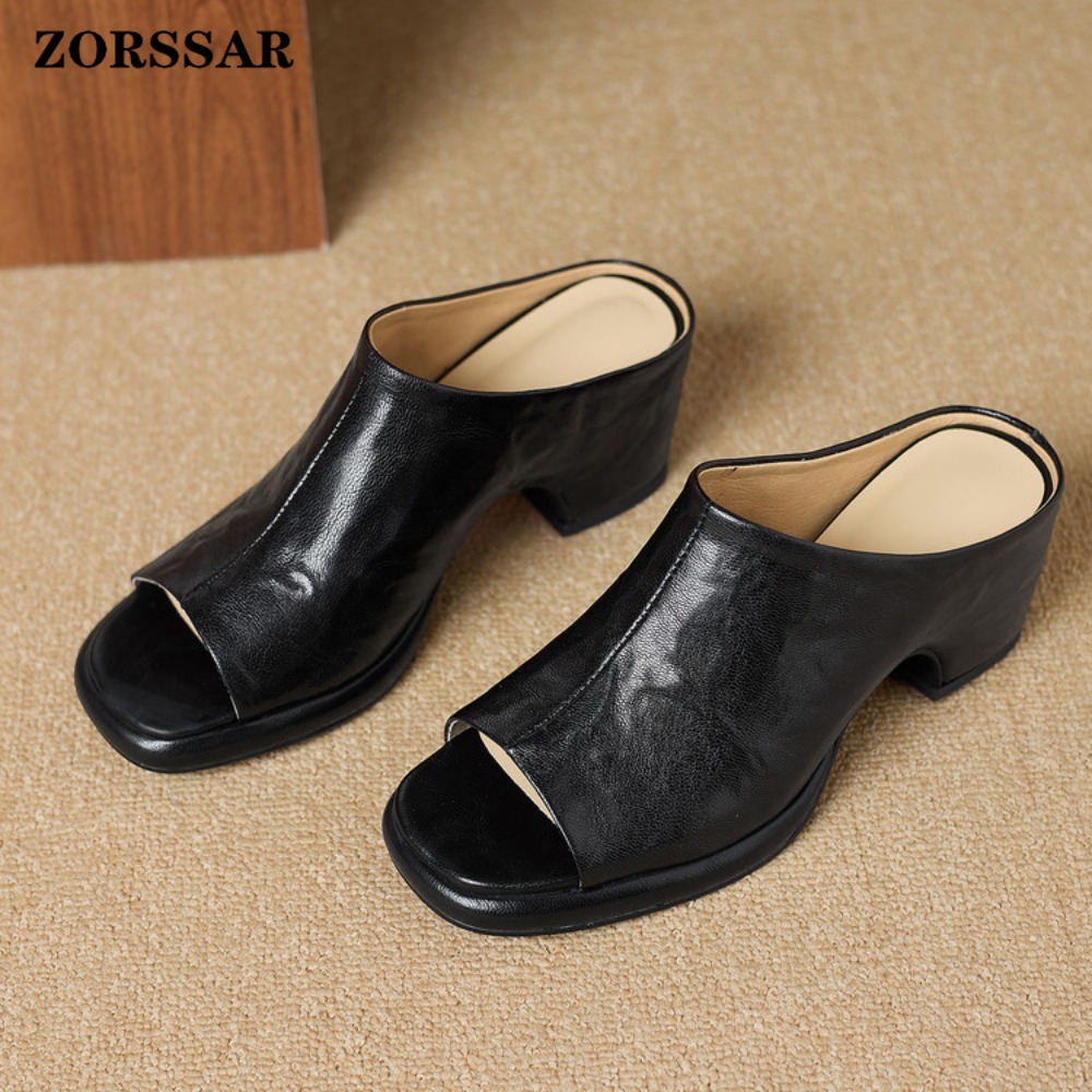 รองเท้าส้นตึกแบบสวมเปิดส้นสำหร - Vintage Fashion Heels บทวิจารณ์และราคา