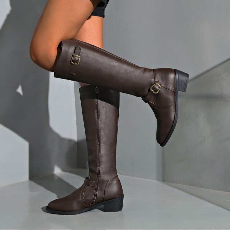 รองเท้าบูทผู้หญิงทรงสูงถึงเข่า - Vintage Fashion Heels บทวิจารณ์และราคา