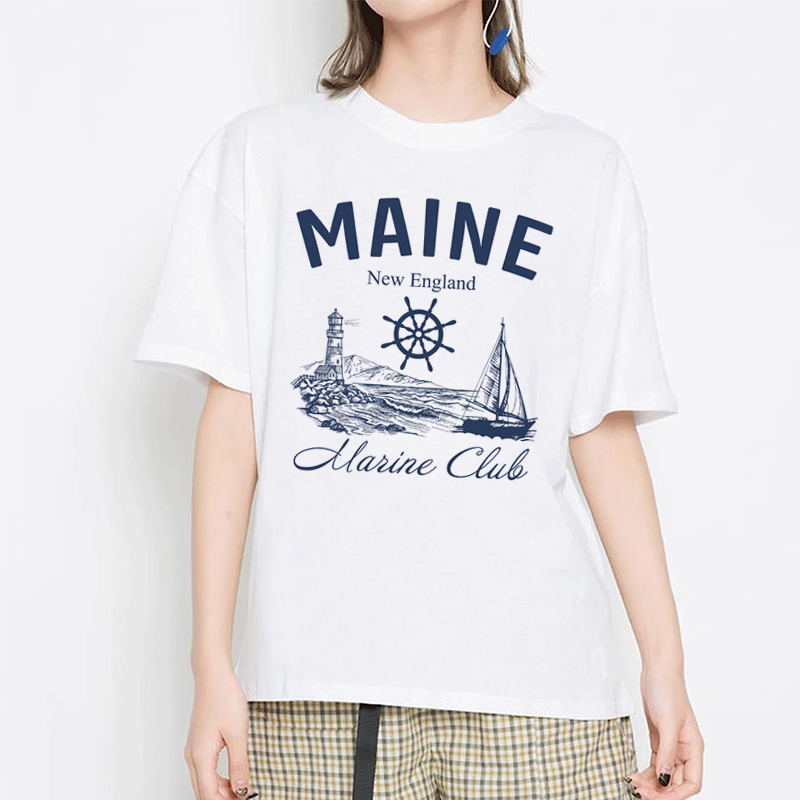 Maine เสื้อยืดวินเทจแขนสั้นทรง - Vintage Yacht Fashion บทวิจารณ์และราคา