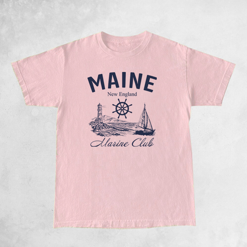 Maine เสื้อยืดวินเทจแขนสั้นทรง - Vintage Yacht Fashion บทวิจารณ์และราคา