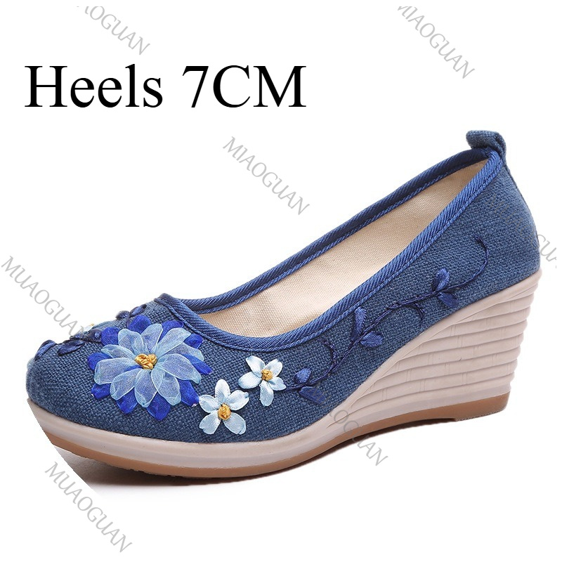 รองเท้าส้นเตารีดปักลายสำหรับผู - Vintage Fashion Heels บทวิจารณ์และราคา