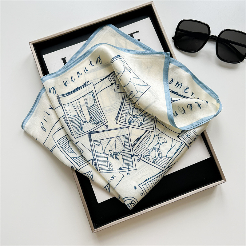 ผ้าพันคอผ้าซาตินพิมพ์ลายวินเทจ - Vintage Fashion Sketches บทวิจารณ์และราคา