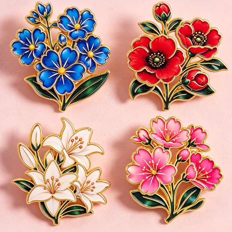เข็มกลัดเคลือบสีสันสดใสลายดอกไ - Vintage Victorian Fashion บทวิจารณ์และราคา