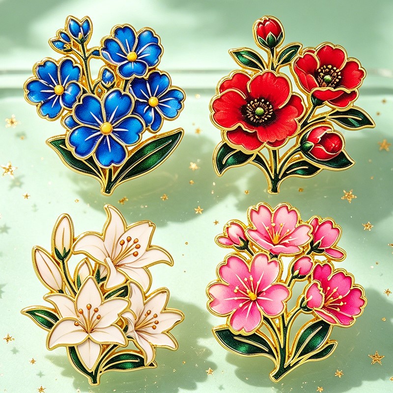 เข็มกลัดเคลือบสีสันสดใสลายดอกไ - Vintage Victorian Fashion บทวิจารณ์และราคา