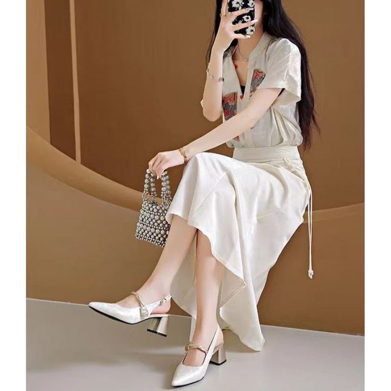 รองเท้าส้นตึกแบบสวมเปิดส้น ปลา - Vintage Fashion Heels บทวิจารณ์และราคา