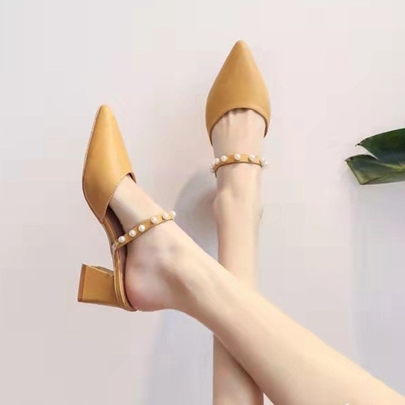 รองเท้าส้นหนาแบบสวมสำหรับผู้หญ - Vintage Fashion Heels บทวิจารณ์และราคา