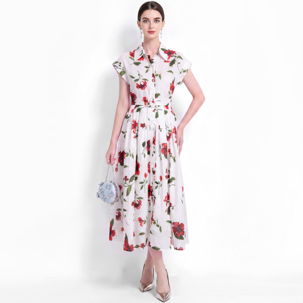 เดรสเชิ้ตลายดอกไม้สุดเก๋ แขนสั - Vintage Fashion Collection บทวิจารณ์และราคา